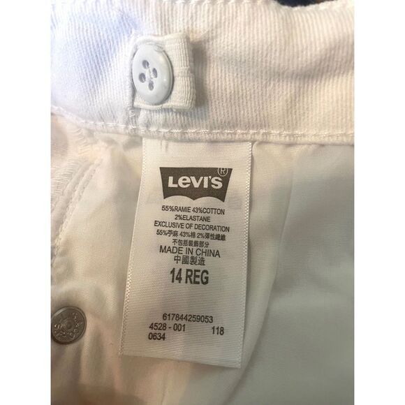 Levi's Girl White Bermuda Denim Shorts 14 Reg Five Pockets Front Zip Button - Picture 5 of 5